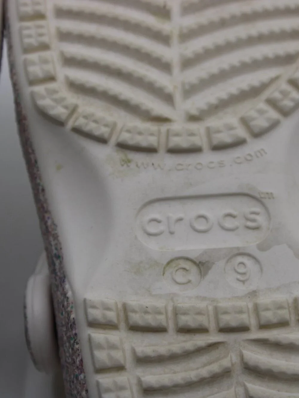 Crocs Girls Gray Glitter SZ C-9 Water Rubber Casual